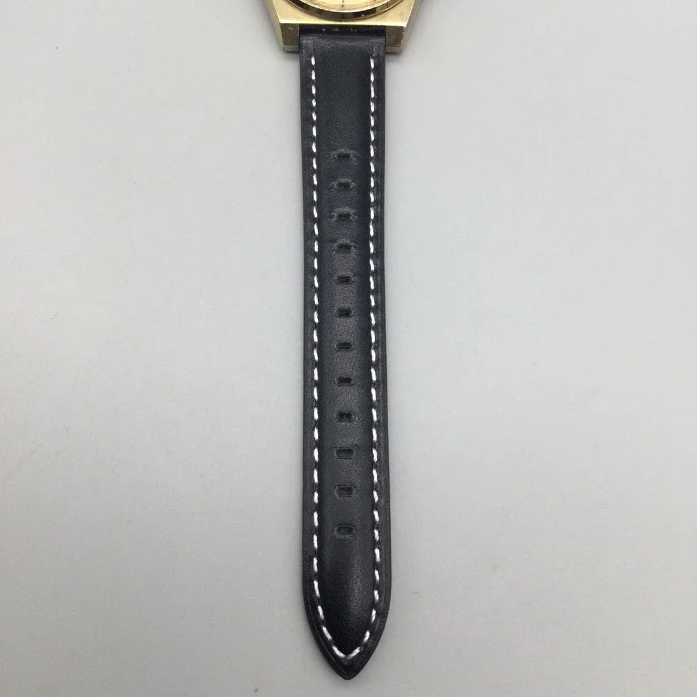 Vintage Seiko SQ 100 Mens Watch 33mm Gold Tone Day Date 6923-8010 New Battery
